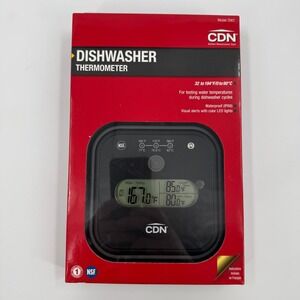 CDN DW2 Digital Dishwasher Thermometer NSF Waterproof IP66 Max Min Temp Black